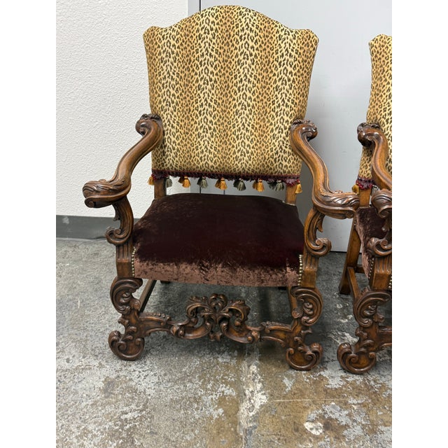 Wood Provasi Bespoke Baroque Carved Wood Armchairs, Pair For Sale - Image 7 of 12