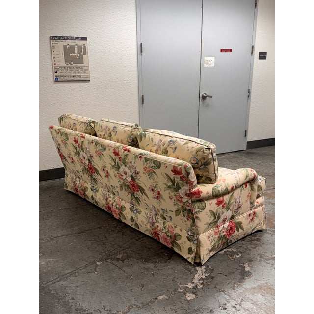 Textile Shabby Chic Floral Printed + Plush Sofa For Sale - Image 7 of 12