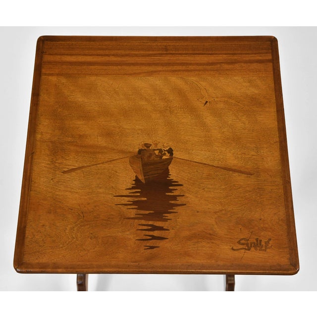 Art Nouveau Seascape Boats Nesting Tables by Emile Gallé, 1900s, Set of 4 For Sale - Image 12 of 18
