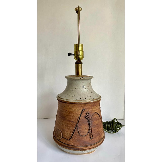 Ceramic 1970s Organic Modern Signed Studio Pottery Table Lamp For Sale - Image 7 of 10
