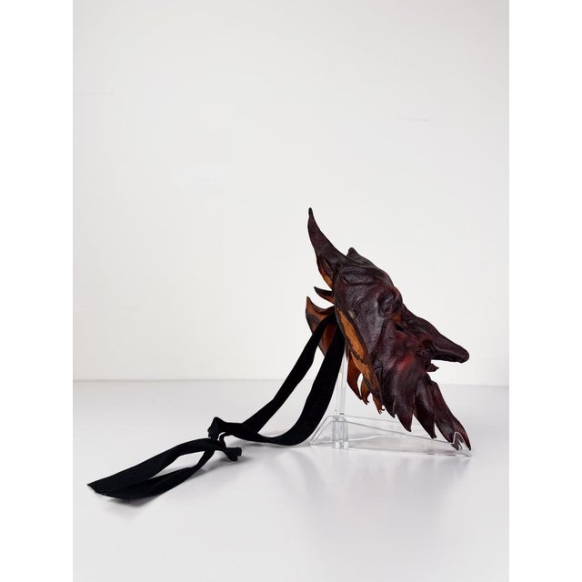 Vintage Venetian Style Handcrafted Leather Mythological Satyr Mask, Italy, 1970s For Sale - Image 9 of 18