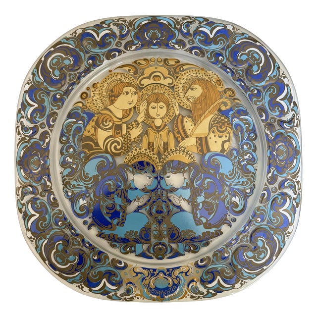 The Holy Family Christmas Plate in Glass by Björn Wiinblad for Rosenthal Studio Line, 1979 For Sale