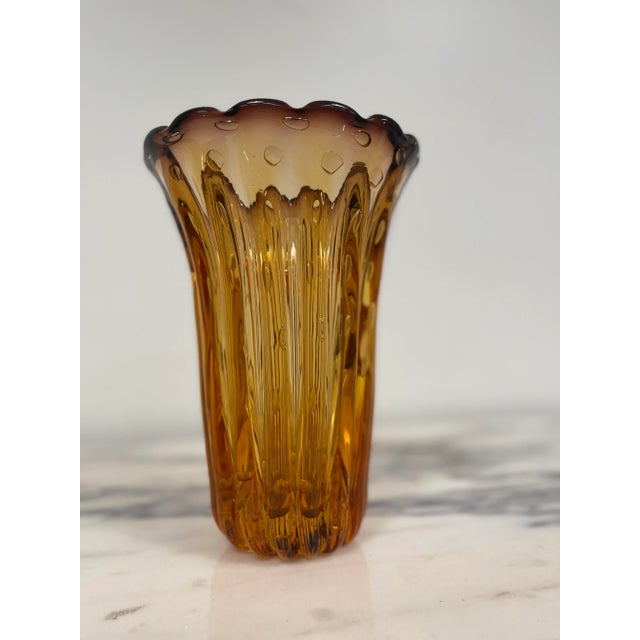 Murano Mid 19th Century Large Amber Venetian Glass Vase For Sale - Image 4 of 10