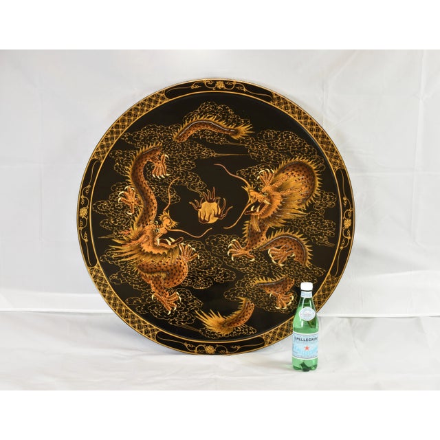 1980s Hand-Painted Lacquered Japanese Tea Tray Wall Art For Sale - Image 9 of 10