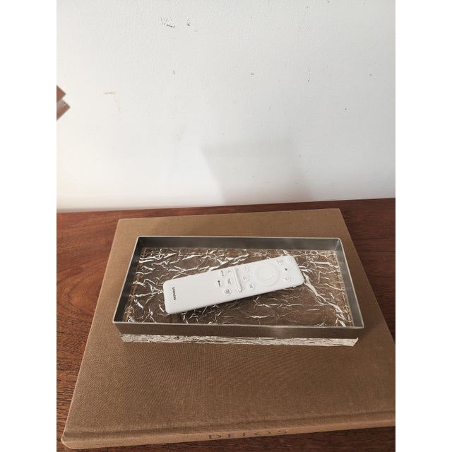 Chrome Willy Rizzo Style Lucite Ice Box, Mid Century Modern Lucite Chrome Decorative Box, Hollywood Regency Jewelry Box, Vintage Modernist Desk Box For Sale - Image 8 of 18