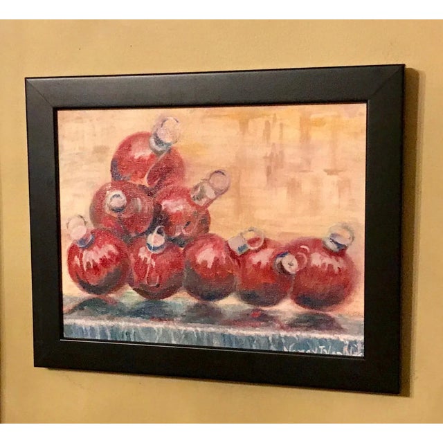 Ruby Red Red Fountain Balls, New York City, Original Oil Painting, Holiday Art For Sale - Image 8 of 13