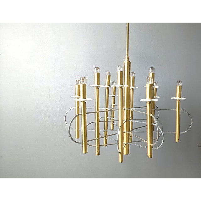 Gold Vintage Chandelier by Gaetano Sciolari, 1970s For Sale - Image 8 of 11