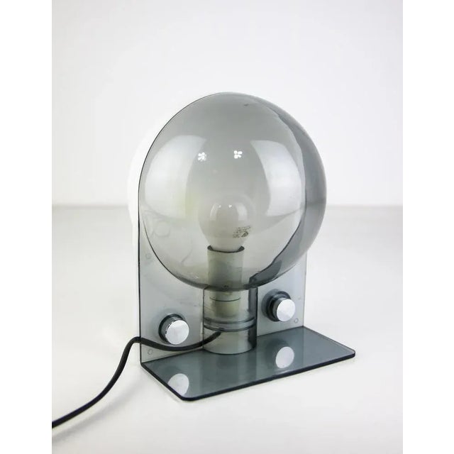 Vintage Gray and White Sirio Table Lamps by Guzzini for Meblo, Set of 2 For Sale - Image 6 of 16