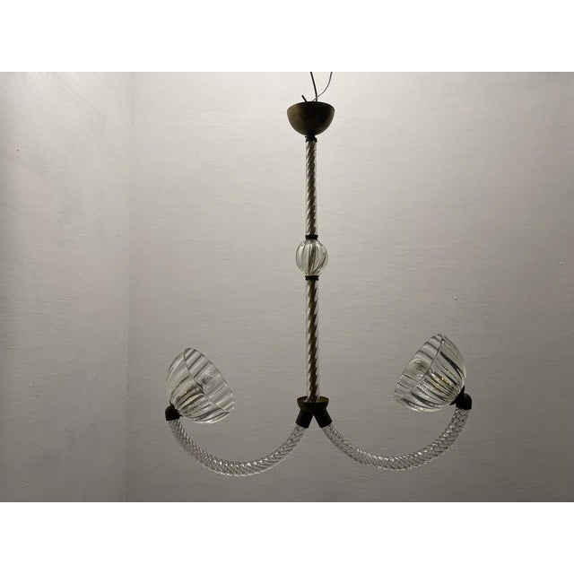 Art Deco Murano Glass Light Pendant by Ercole Barovier for Murano, 1940s For Sale - Image 10 of 18