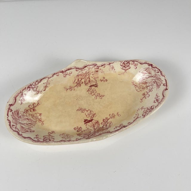 Oval Pink Earthenware Fontainebleau Serving Dish with Side Handle from KG Lunéville, 19th Century For Sale - Image 11 of 11