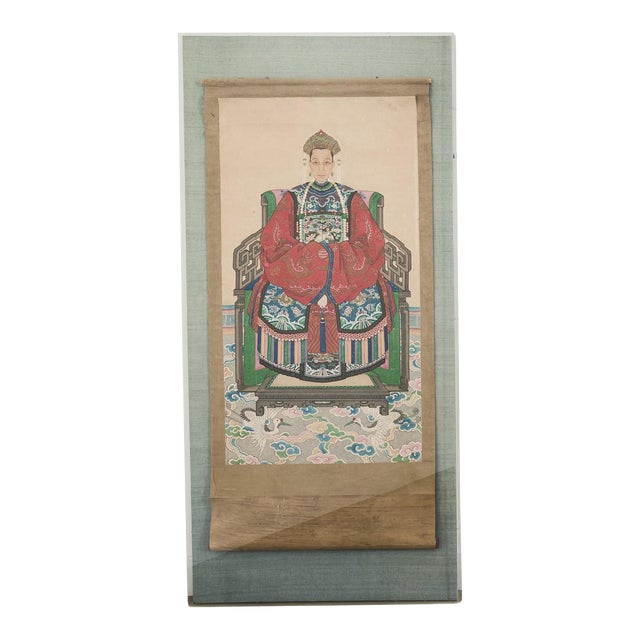 Monumental Chinese Ancestral Matriarch Scroll Portrait Painting For Sale