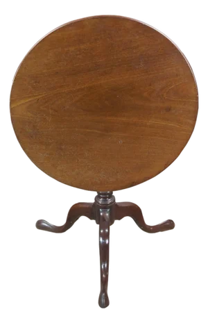 Antique George III Period Solid Mahogany Round Tilt Top Birdcage Tea Table