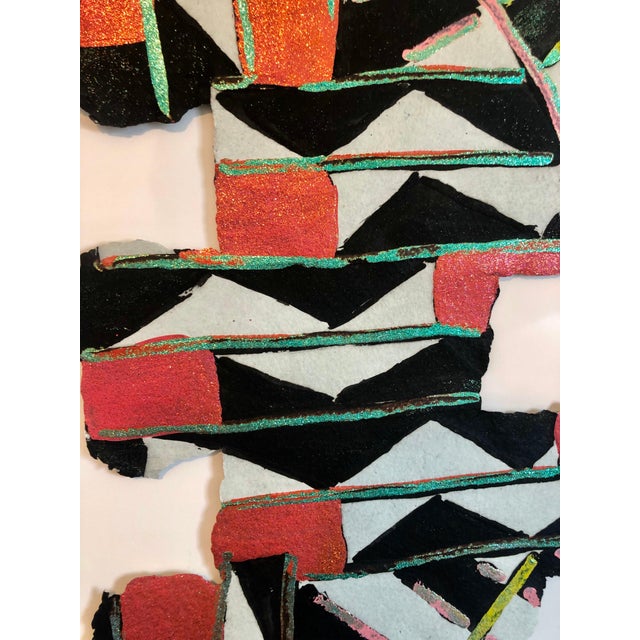 Sandy Kinnee, Abstract Modernist Colorful Mixed Media Art Screen-print Handmade Shaped Paper, c.1980's For Sale - Image 4 of 9