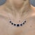 Victorian 7.3ct Emerald-Cut Blue Sapphire Diamond Halo Station Necklace in 14k White Gold For Sale - Image 3 of 18