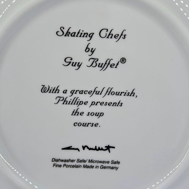Vintage Guy Buffet Skating Chefs German Porcelain Dessert Plates, Set of 6 For Sale - Image 9 of 15