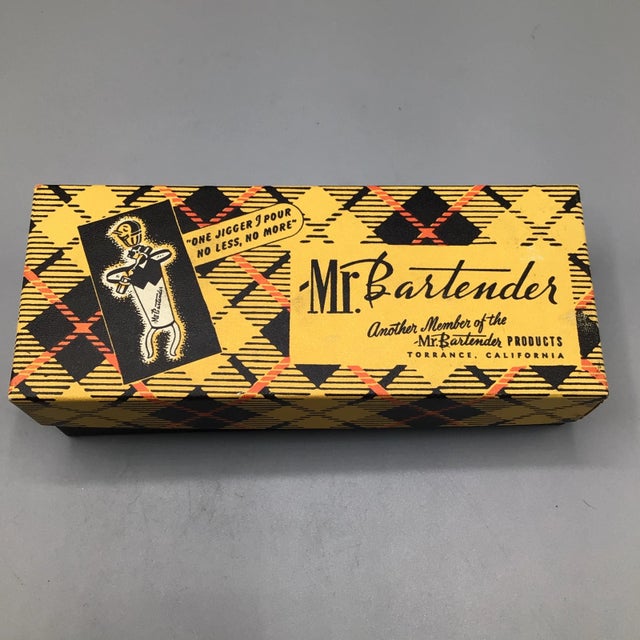 Metal Pair of 1960s Mr. Bartender Chrome Pre Measured Pour Spouts in Original Box’s For Sale - Image 7 of 13