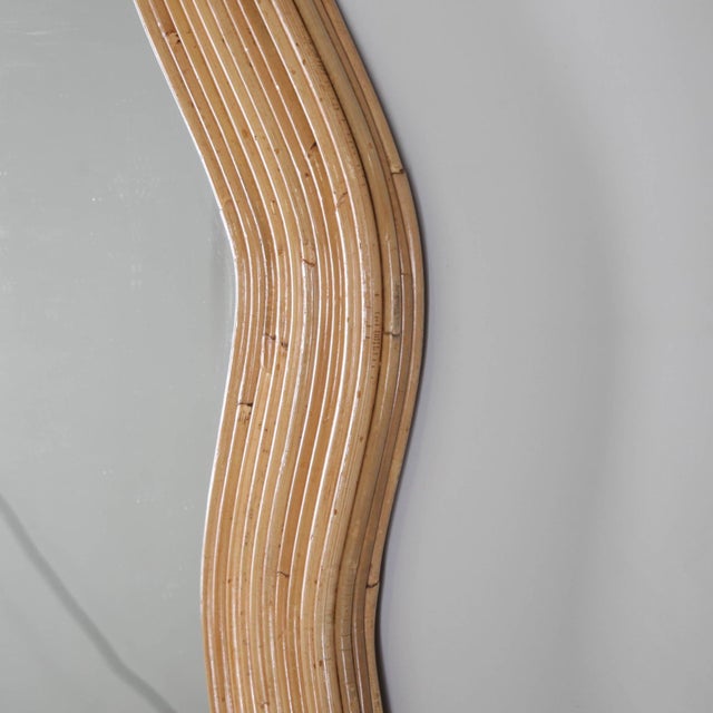 Large Wavy Rattan Mirror For Sale - Image 4 of 14