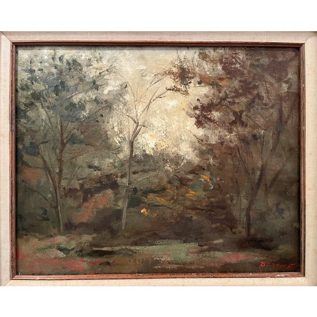 This beautifully executed original oil on Belgian linen canvas landscape entitled, "Connecticut Woodland", was painted in...