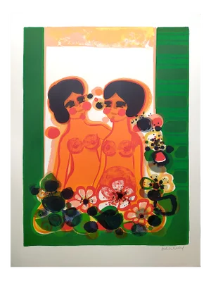 2 Women at the Window Lithograph by Frédéric Menguy, 1927