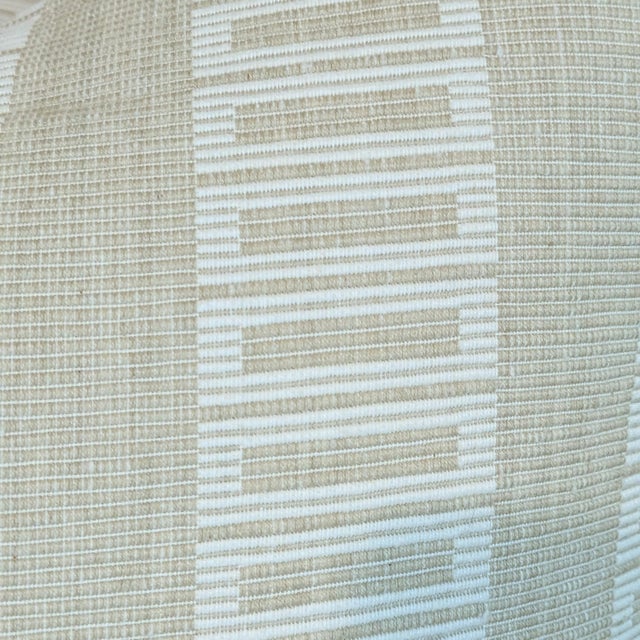 Lee Jofa classic Hollyhock block print pillows in Celadon (pale green), with coordinating green cord and Scalamandre Lark...