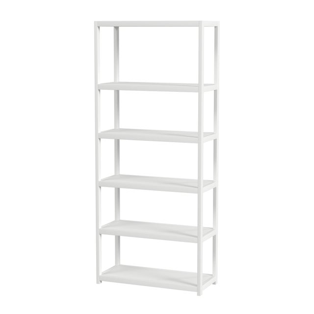 Wood Lark 30 in. W x 75 in. H Wood 5 Tier Etagere Bookcase with Open Back, White For Sale - Image 7 of 7