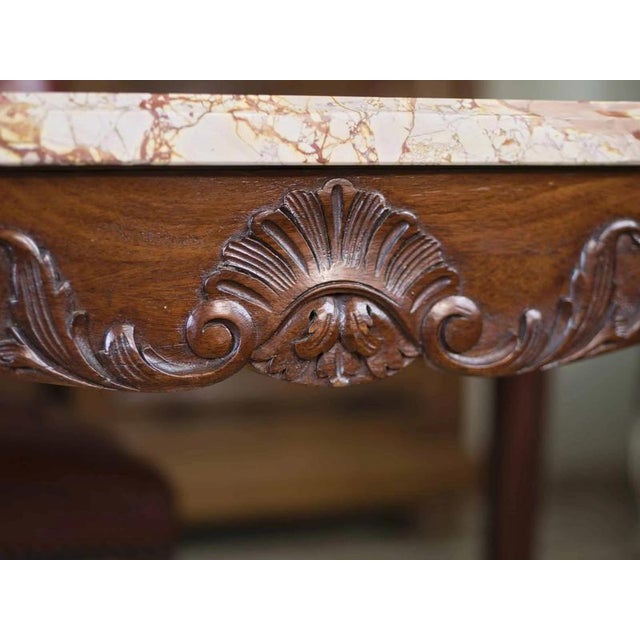 Carved Table with Thick Marble Top For Sale - Image 4 of 7