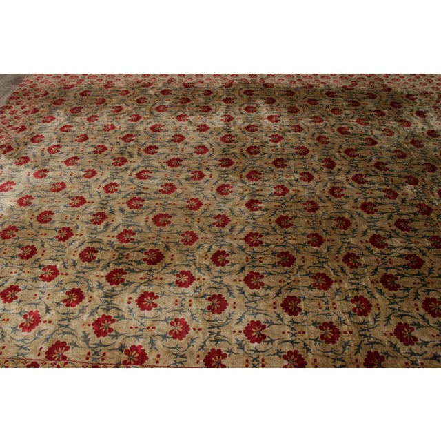 Textile Contemporary Rug Beige Green Samarkand Style Floral Pattern by Rug & Kilim For Sale - Image 7 of 10