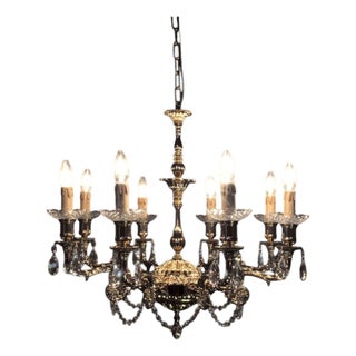 Palace 8 Lights Suspension Lamp in Gold Plate and Crystal by Aggiolight For Sale