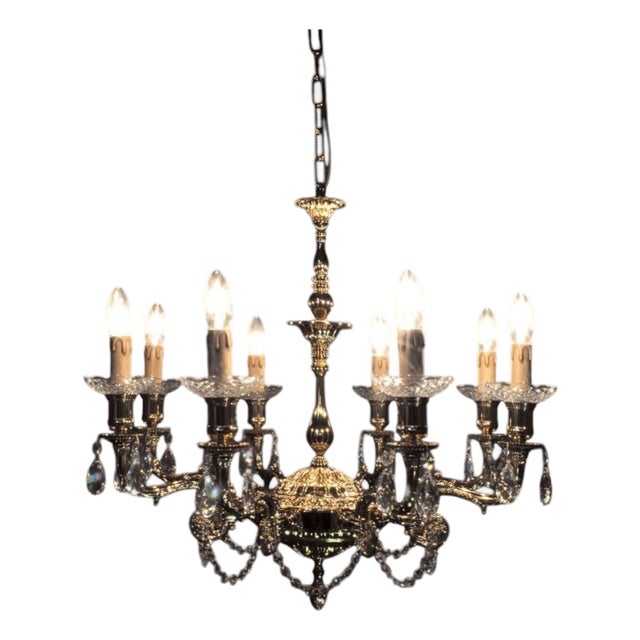 Palace 8 Lights Suspension Lamp in Gold Plate and Crystal by Aggiolight For Sale