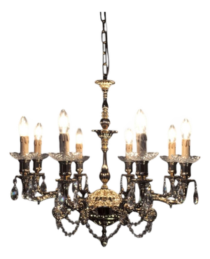 Palace 8 Lights Suspension Lamp in Gold Plate and Crystal by Aggiolight