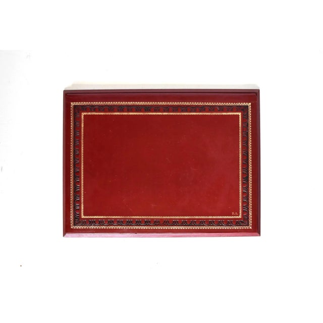 Mid-Century Modern Vintage Red Leather Desk Set - Document Holder, Pencil Cup, and Letter Holder For Sale - Image 3 of 13