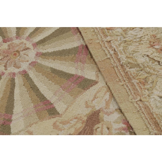 Beige Rug & Kilim’s Aubusson Style Rug in Beige-Brown With Floral Medallions For Sale - Image 8 of 8