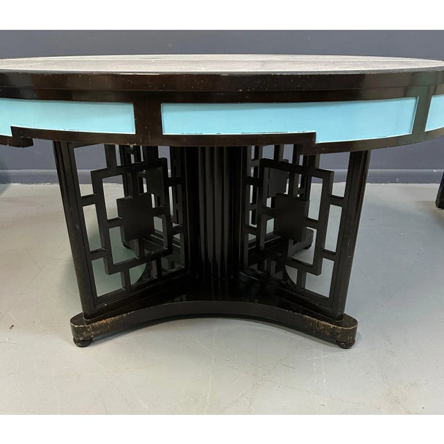 1940s Vintage James Mont Style Chinoiserie Marble Top Low Dining Table and Chairs - Set of 5 For Sale - Image 10 of 12