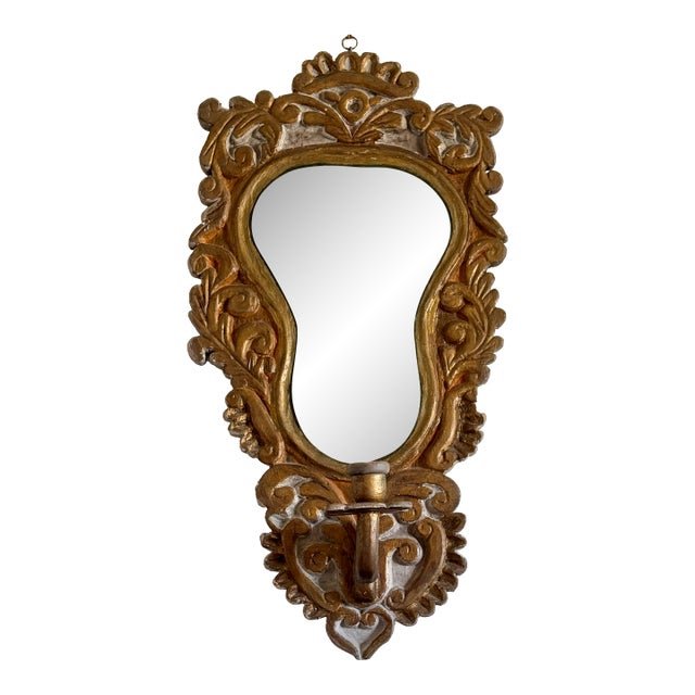 20th Century Florentine Style Mirror With Candle Bracket. For Sale