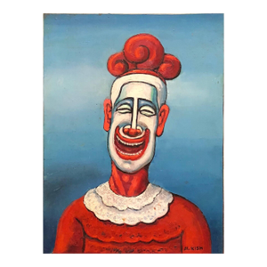 Maurice Kish, Clown, Modernist Oil Painting on Board Wpa Artist