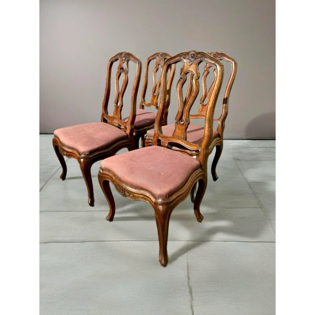Brown 18th C. Venetian Walnut Ribbon Back Dining Chairs, Set of 4 For Sale - Image 8 of 17