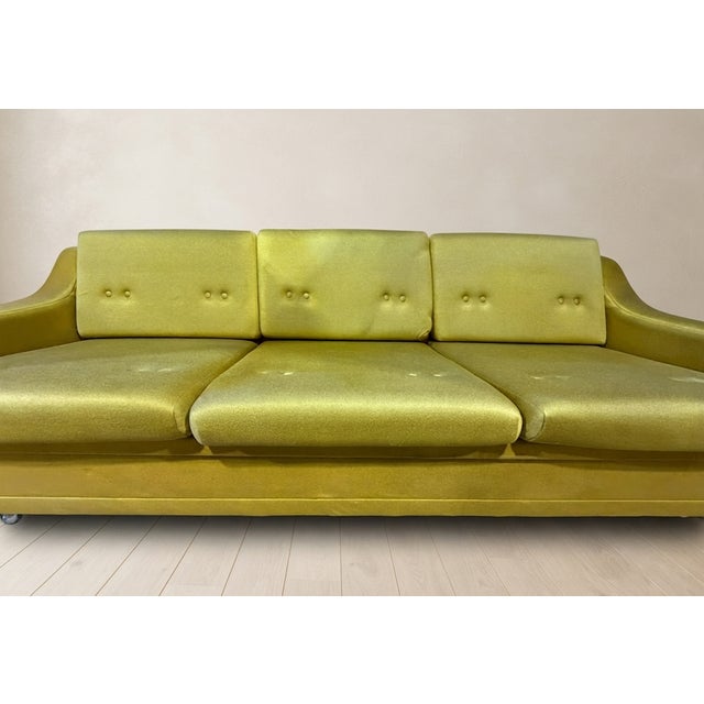1930s Mid-Century Folding Sofa Bed in Mustard, Czechoslovakia, 1930s For Sale - Image 5 of 12