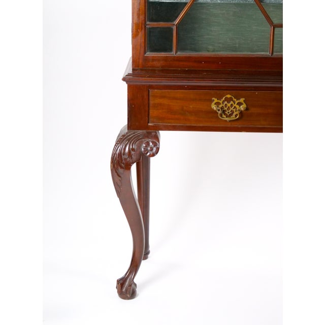 Wood Chippendale Style 19th Century Mahogany Two-Part Bookcase Cabinet on Stand For Sale - Image 7 of 15
