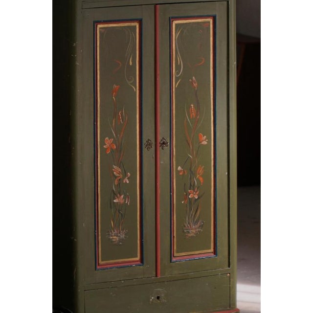 Blue Antique Danish Painted Cabinet with Floral Motifs, 1800s For Sale - Image 8 of 18