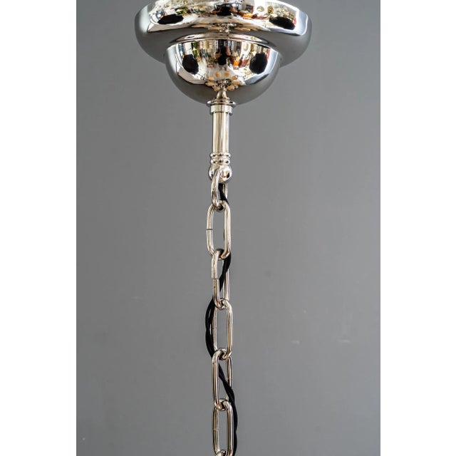 Art Deco Nickel-Plated Chandelier with Fabric Shades, Vienna, 1920s For Sale - Image 14 of 18