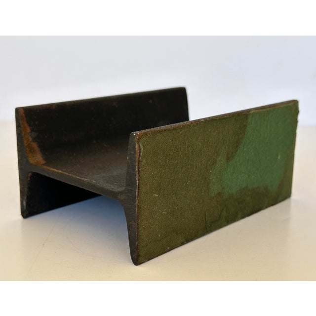 1970s Vintage Cast Iron I-Beam Paperweight Bookend Sculpture For Sale - Image 5 of 8