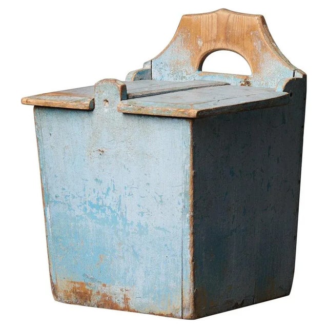 Antique Swedish Hand-Made Folk Art Pine Flour Box For Sale - Image 9 of 9
