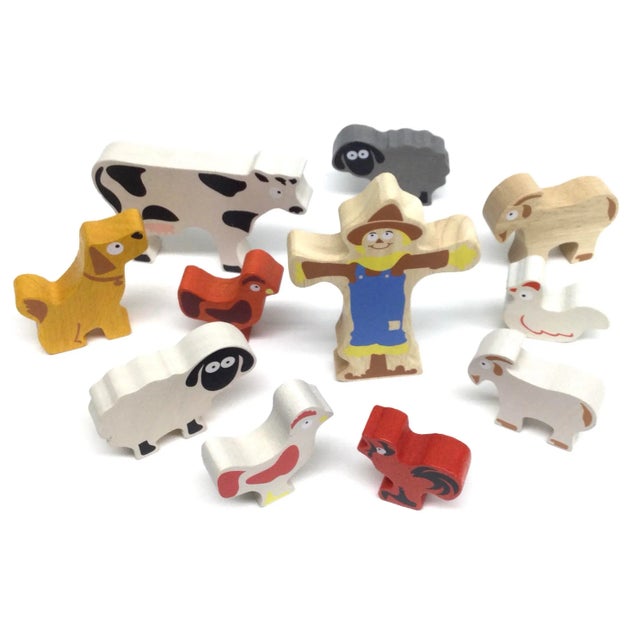 Wood Hand Painted Farm Animal Set of 11 For Sale - Image 7 of 7