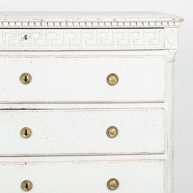 Early 19th Century Danish Gray Painted Pine Gustavian Chest of Five Drawers For Sale - Image 11 of 16