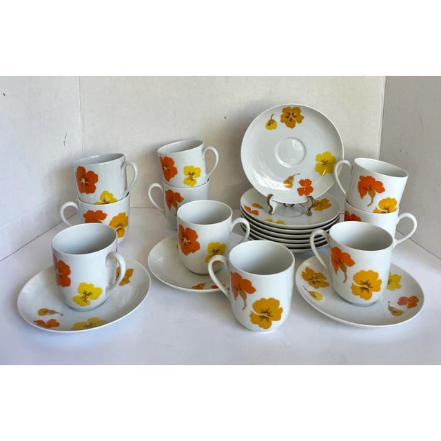 1960's Suisse Switzerland "Lugano" Porcelain Floral Dinnerware Set For Sale - Image 4 of 12