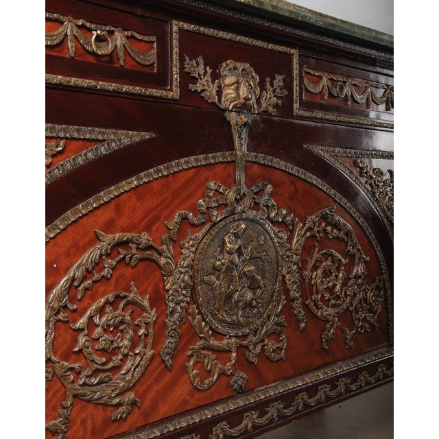 Wood 19th Century French Empire Sideboard With Gilt Bronze Mounts & Green Marble Top For Sale - Image 7 of 8