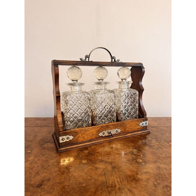 Antique Victorian Oak Tantalus, 1880, Set of 4 For Sale - Image 4 of 7