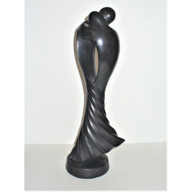 Vintage Mid 20th Century Ebony Wood Carving of Lovers Embracing For Sale - Image 12 of 12