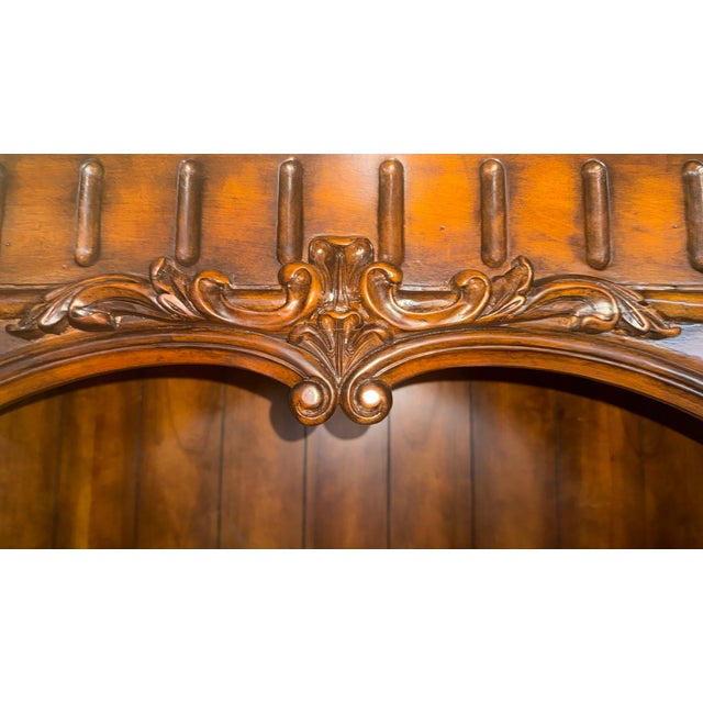 1990s Grand Traditional Carved Wood Library Bookcase – 3 Piece Unit For Sale - Image 10 of 15
