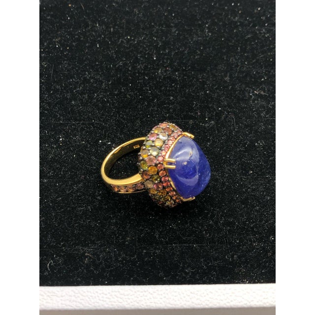 Bochic "Orient" Vintage Diamond, Sapphire & Multi Gem Ring Set 18K Gold & Silver For Sale - Image 10 of 18